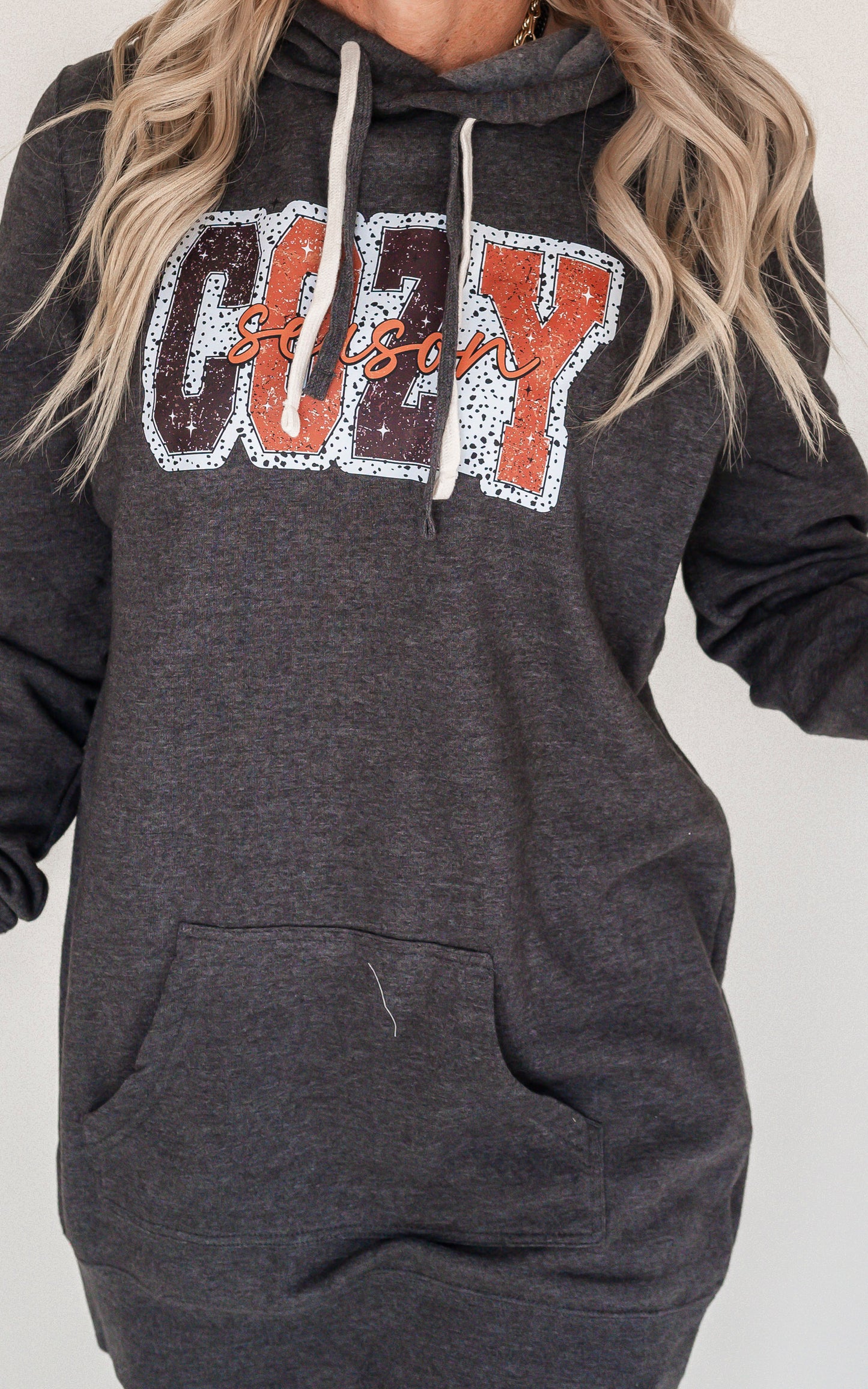 Cozy Season Dark Grey Graphic Hoodie