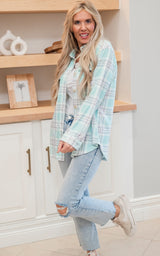 Check My Mint Plaid Top by Salty Wave Top