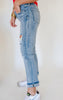 VERVET | Glamourous High Rise Cuffed Distressed Paint Boyfriend Denim Jeans