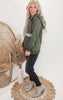 Olive Quilted Hoodie Top