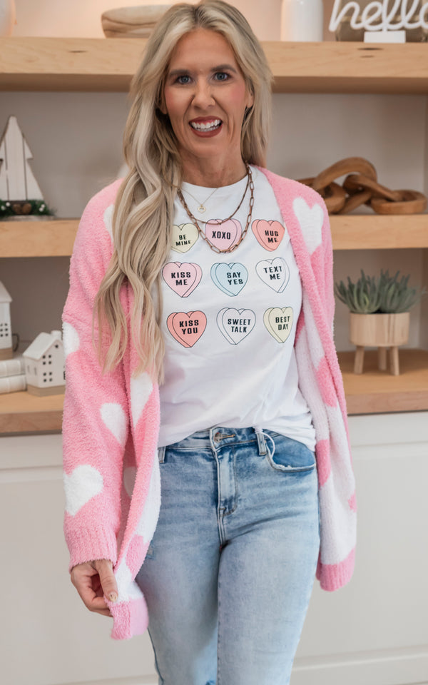 Say Yes Candy Hearts Graphic T-shirt - Final Sale