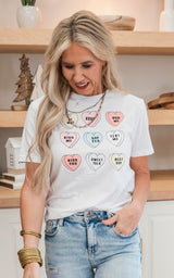 Say Yes Candy Hearts Graphic T-shirt - Final Sale