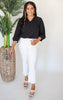 Optic White High Rise Seamless Crop Flare Denim Jeans