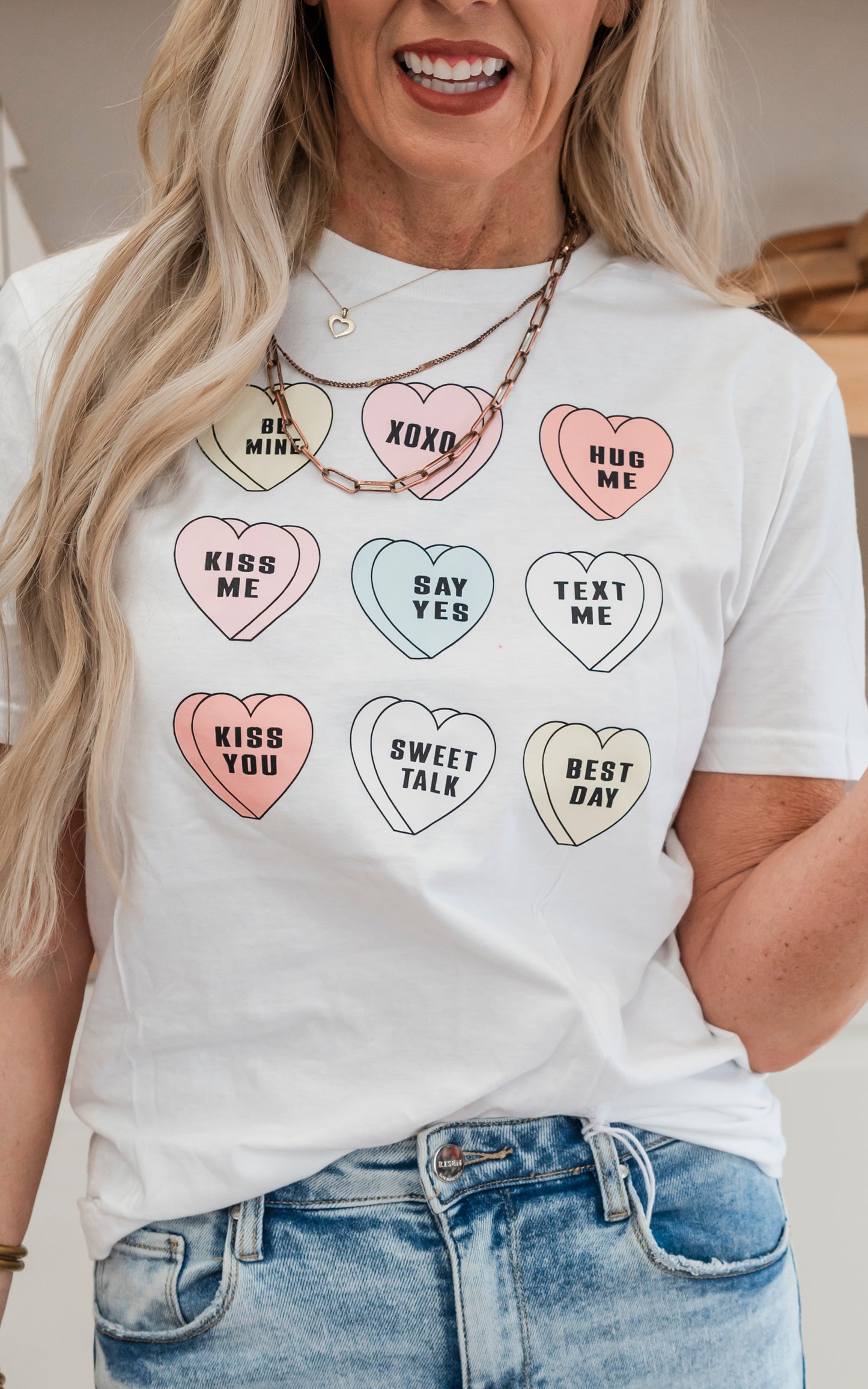 Say Yes Candy Hearts Graphic T-shirt - Final Sale