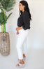 Optic White High Rise Seamless Crop Flare Denim Jeans