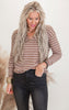 Mocha Striped V-Neck Sweater