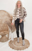 Striped Colorblock Crewneck Pullover Sweater