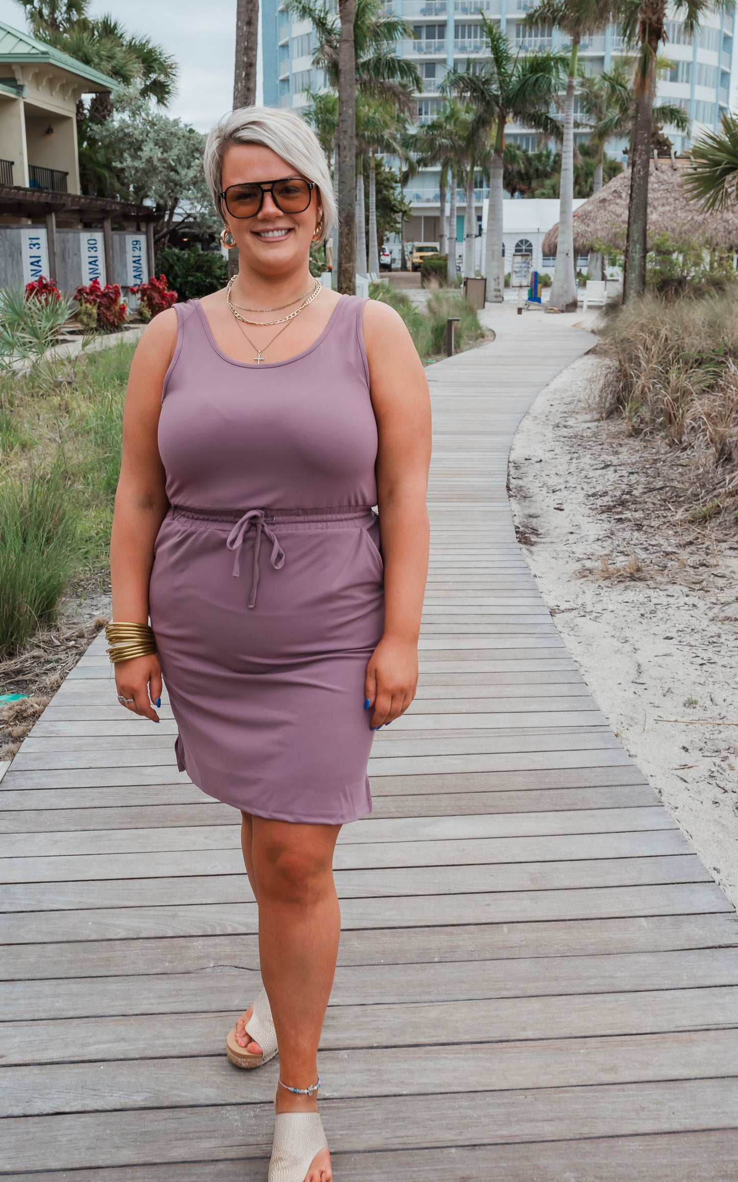 The Sophia Mauve Everyday Tank Dress by Salty Wave