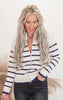 Mock Neck Striped Cardigan