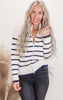 Mock Neck Striped Cardigan