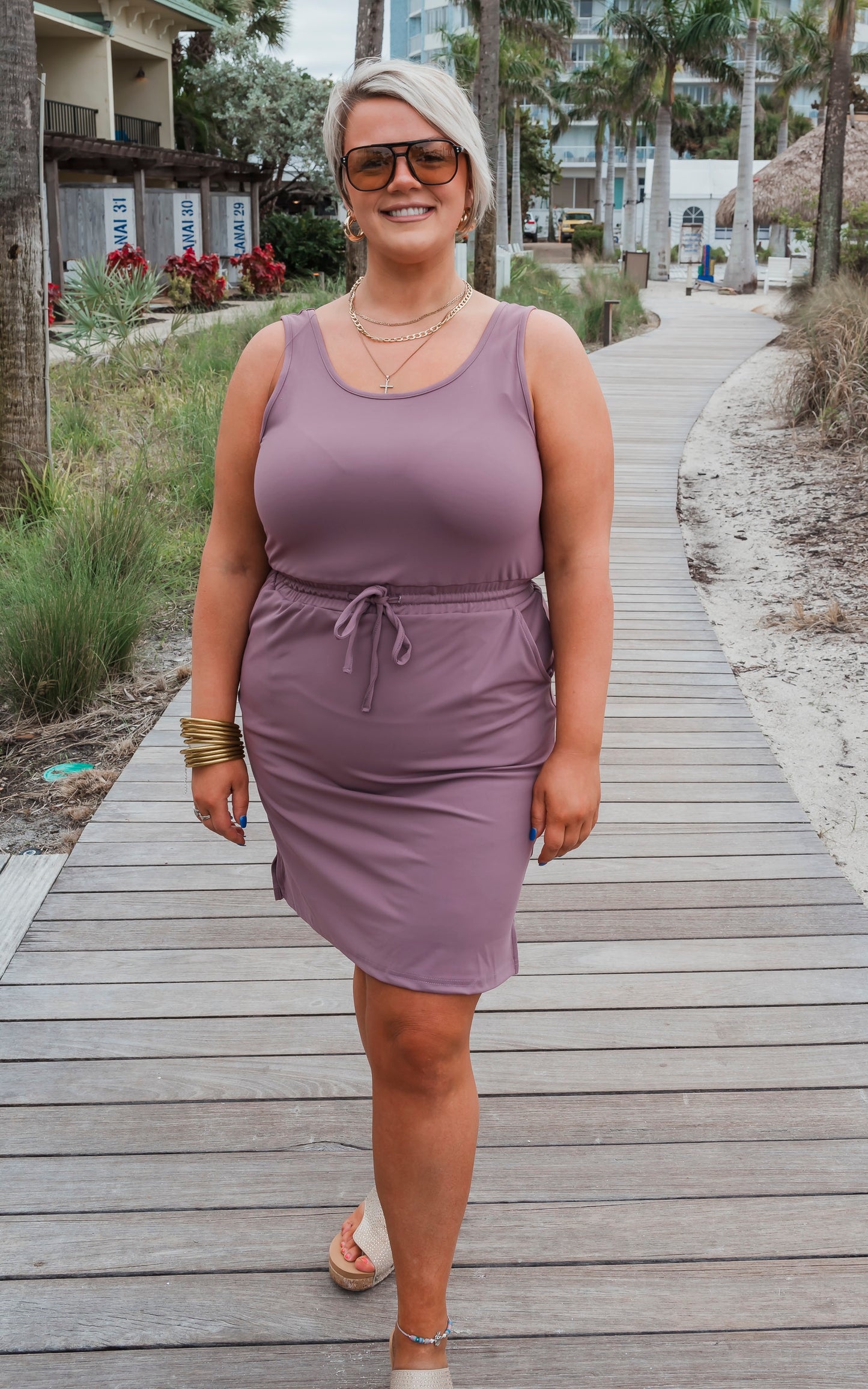 The Sophia Mauve Everyday Tank Dress by Salty Wave