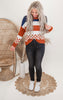 Navy Colorblock Checkerboard Sweater