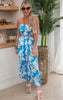 Blue Tropical Strapless Jumpsuit