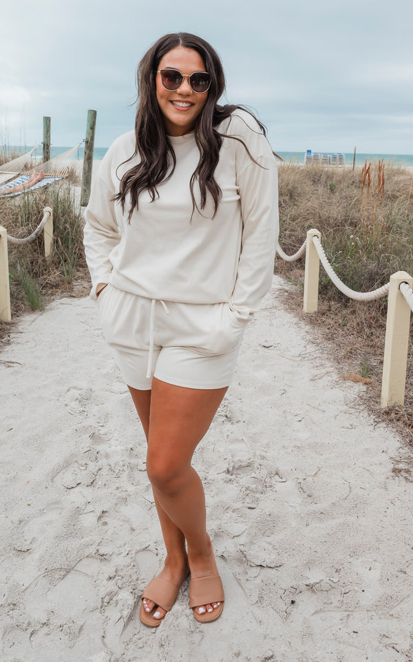 The Cloud White Loungewear Set by Salty Wave (Top & Bottom) - DEAL
