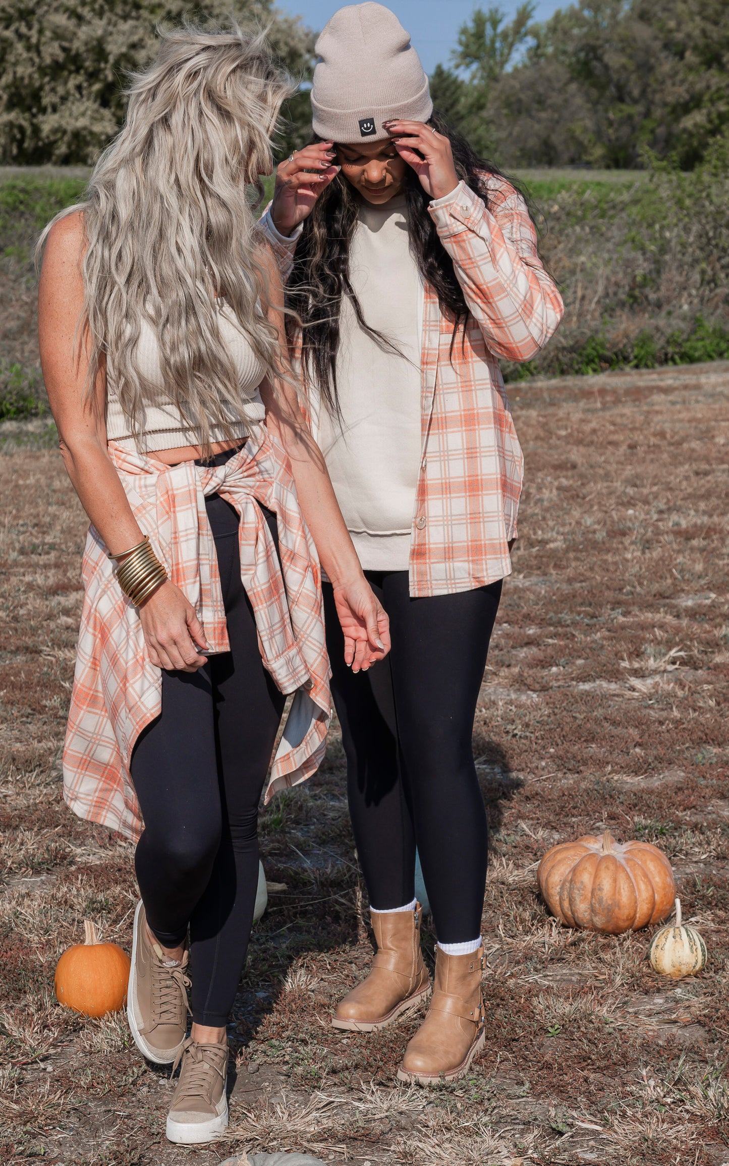 Forever Favorite Plaid Shacket in Cream Butter Orange  | Salty Wave