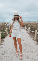 White Textured Short Set by Salty Wave (Top & Bottom)