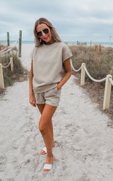Taupe Textured Short Set by Salty Wave (Top & Bottom)