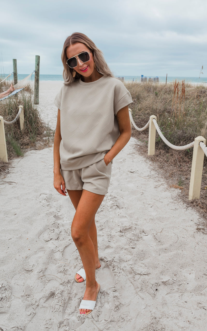 Taupe Textured Short Set by Salty Wave (Top & Bottom) - DEAL
