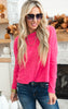 PINK Ribbed Dolman Long Sleeve Sweater