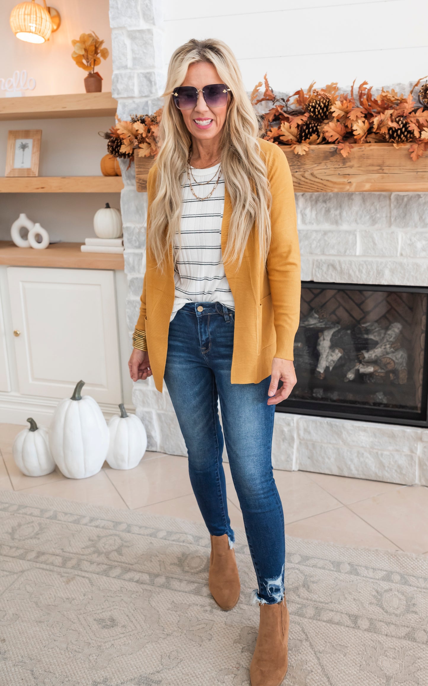 Our Favorite Boyfriend Cardigan - Mustard