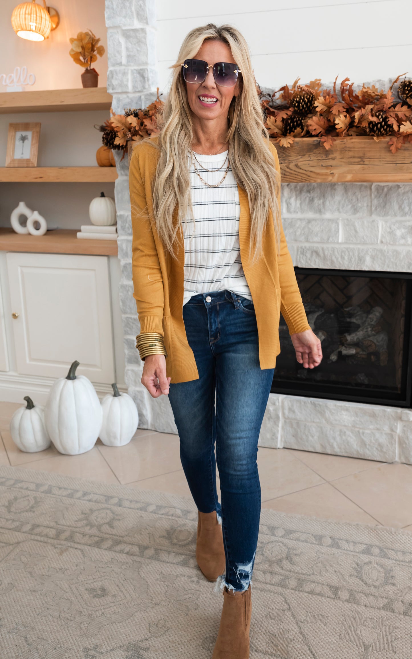 Our Favorite Boyfriend Cardigan - Mustard