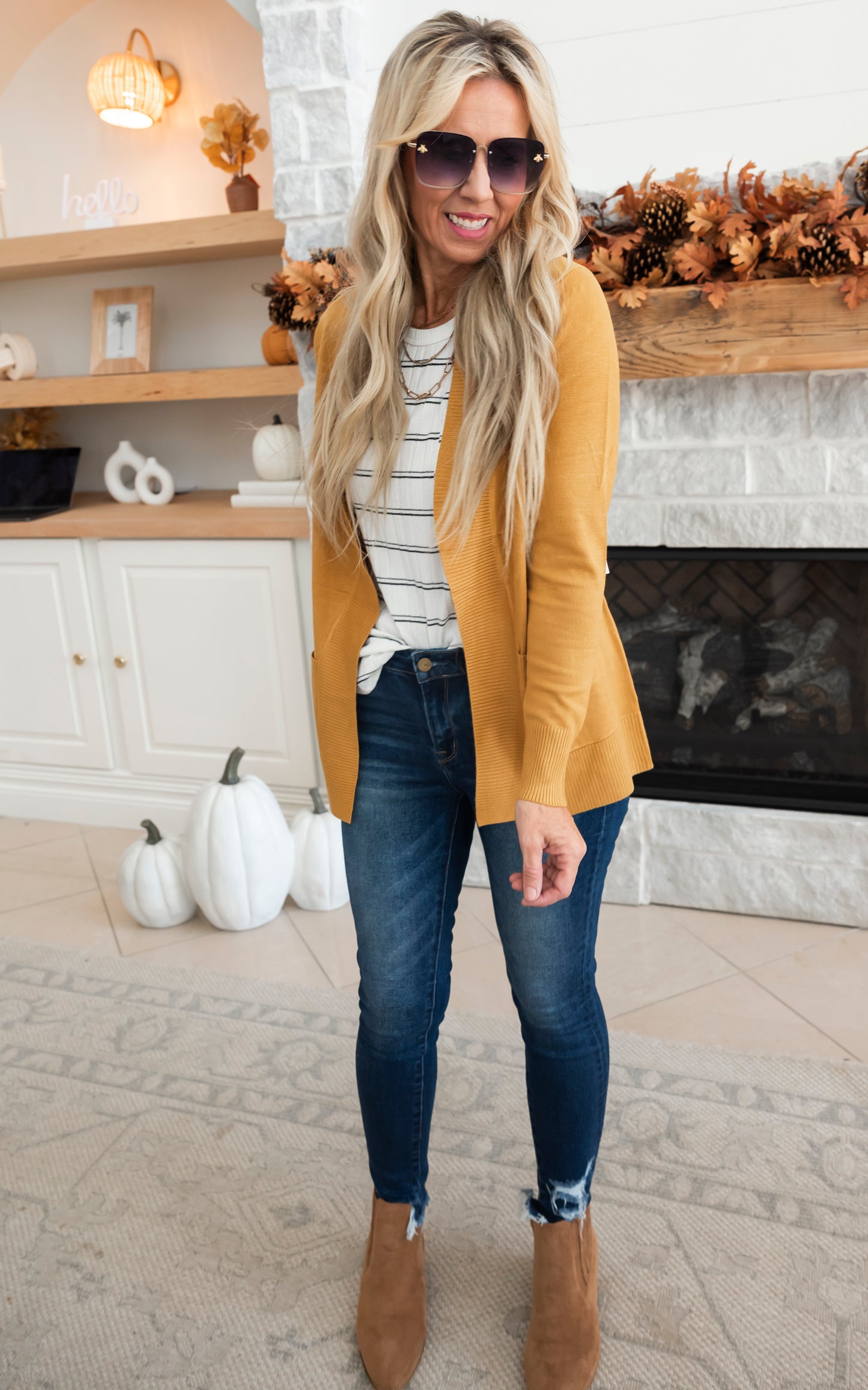 Our Favorite Boyfriend Cardigan - Mustard