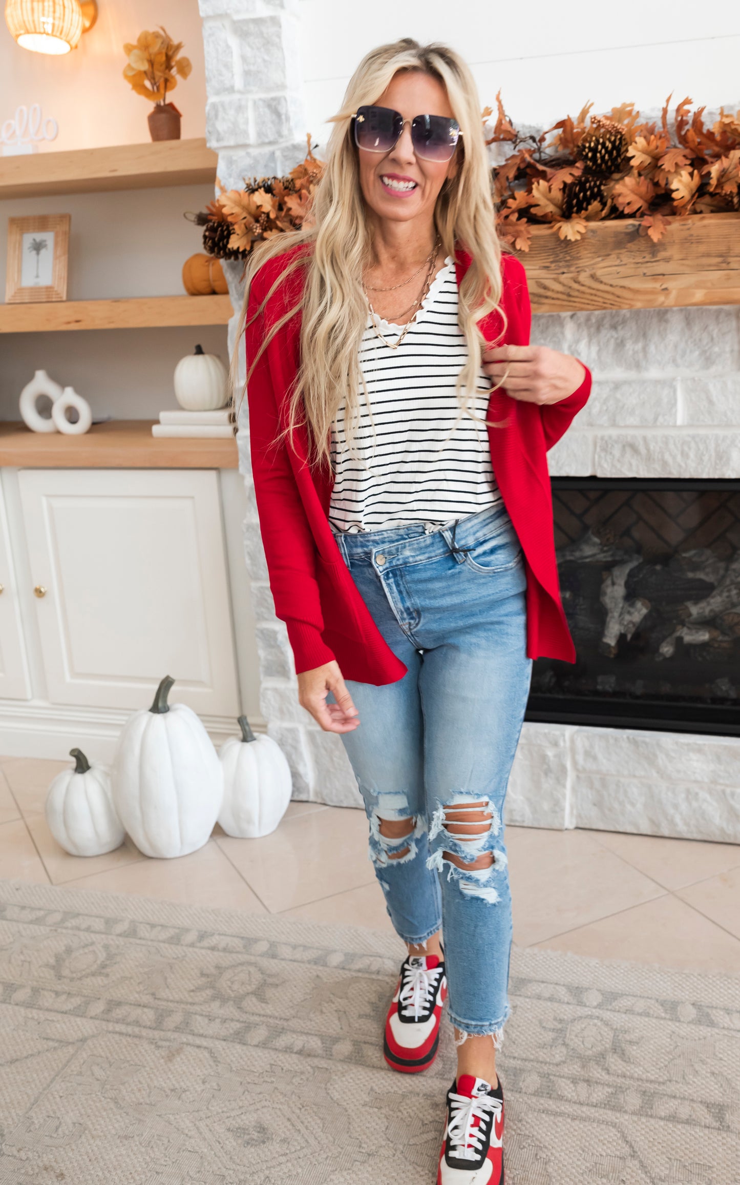 Our Favorite Boyfriend Cardigan - Red