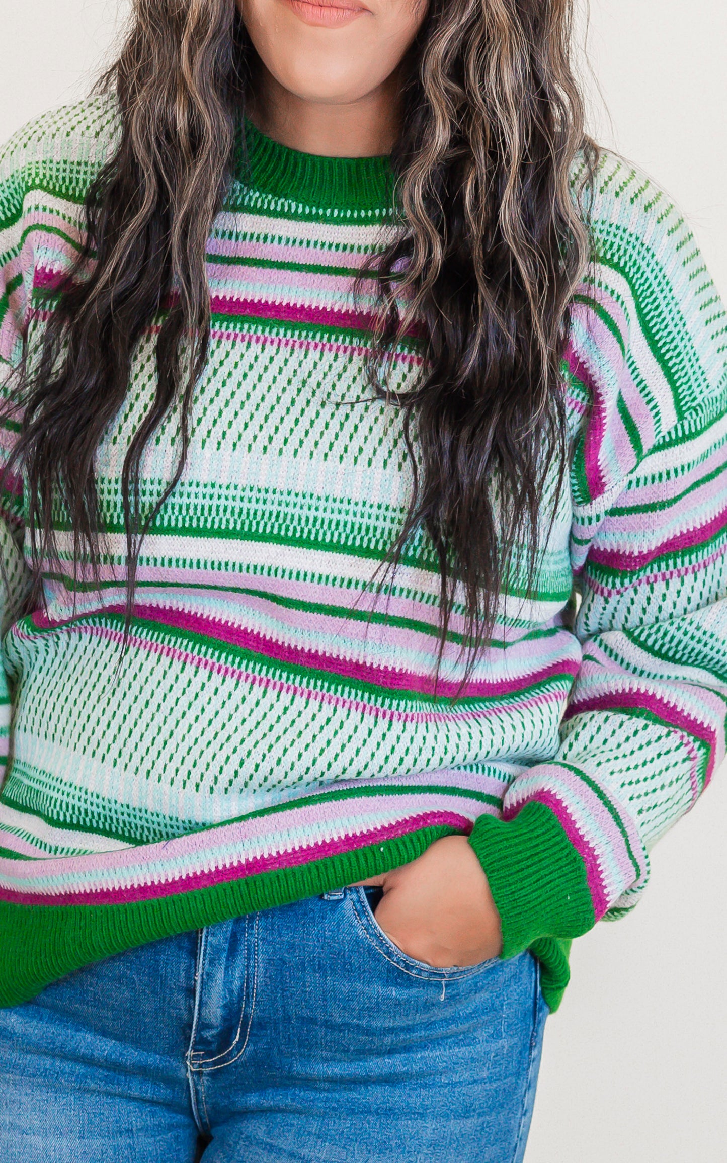 Vintage Striped Crew Neck Knit Sweater