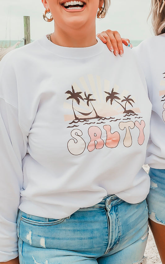 Salty Graphic Crewneck Sweatshirt**