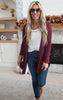 Solid Ribbed Hooded Cardigan