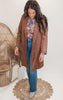 Long Suede Lapel Coat