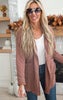 Solid Ribbed Hooded Cardigan