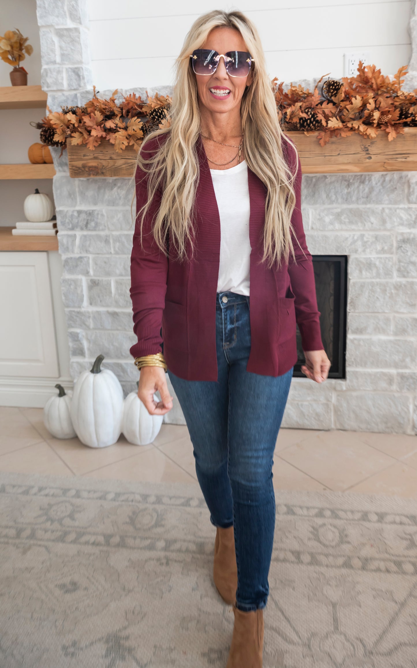 Our Favorite Boyfriend Cardigan - Burgundy