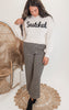 Snatched Letter Embroidered Sweater Top