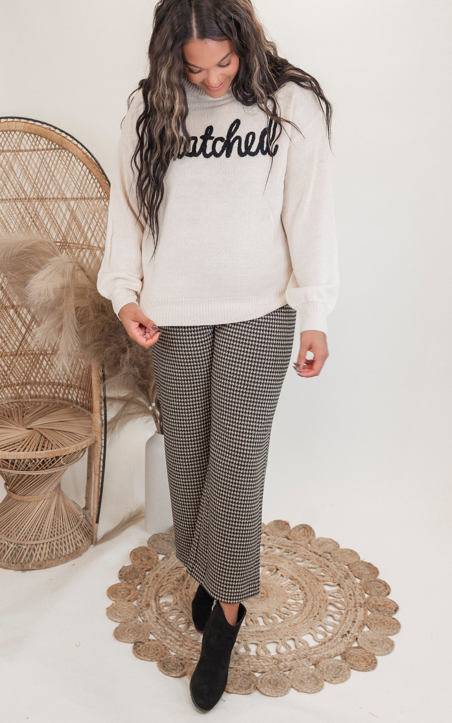 Snatched Letter Embroidered Sweater Top