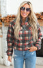 Autumn Morning Wood Brushed Plaid Pullover Top - Pink