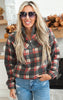 Autumn Morning Wood Brushed Plaid Pullover Top - Pink - Final Sale