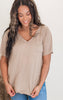 Latte Oversized V-Neck Slub Tee | POL