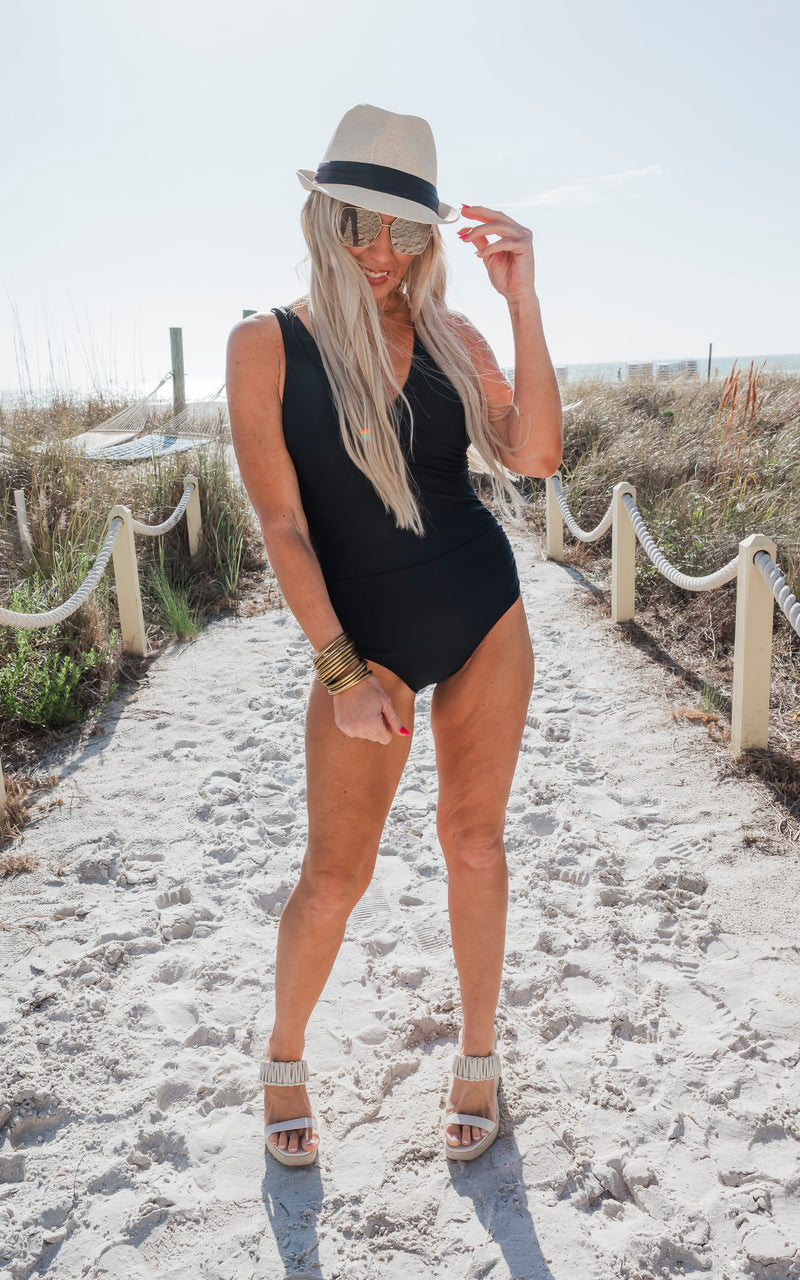 SALTY WAVE Classic Black One Piece Swimsuit