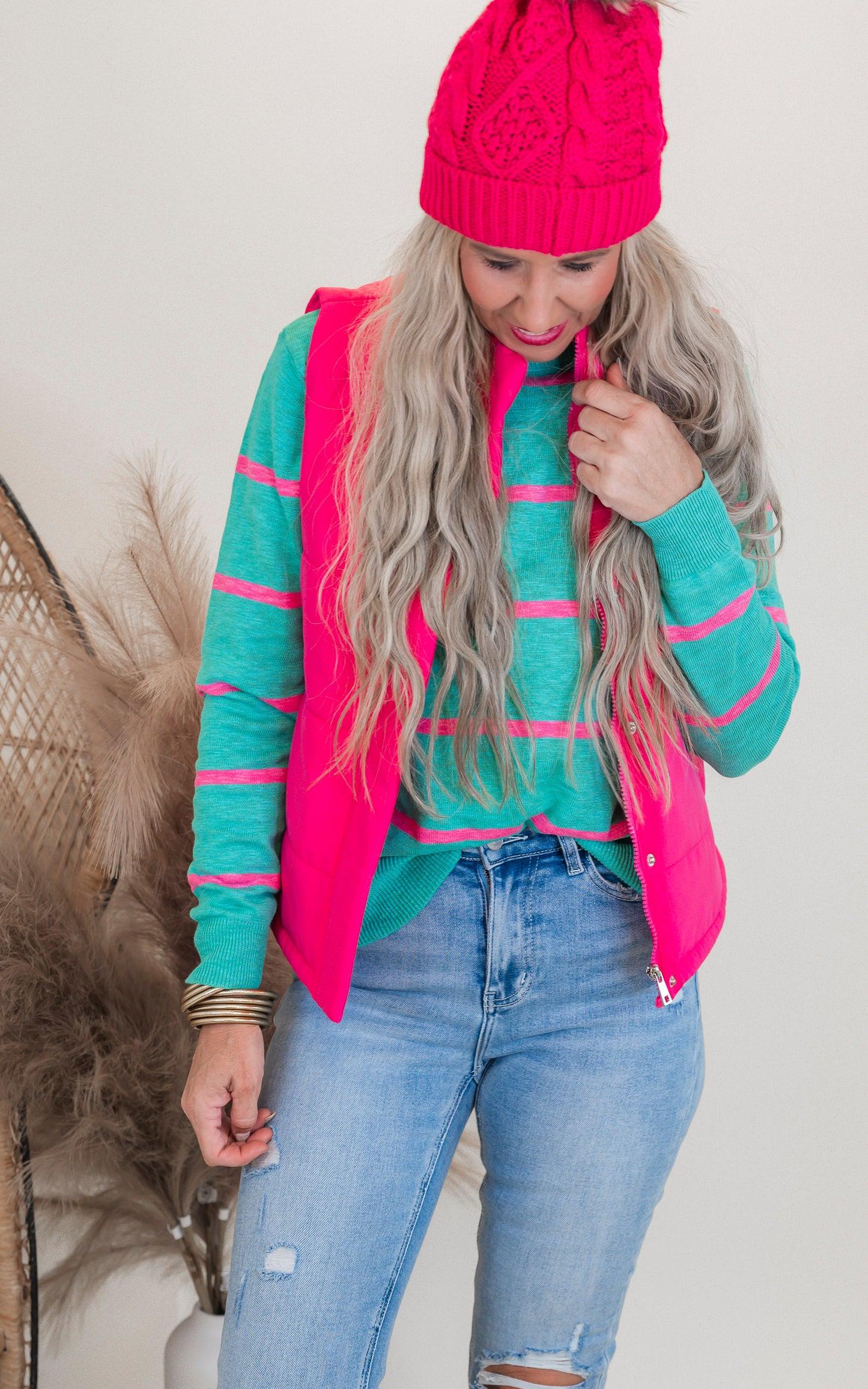 Emerald Punch Striped Sweater