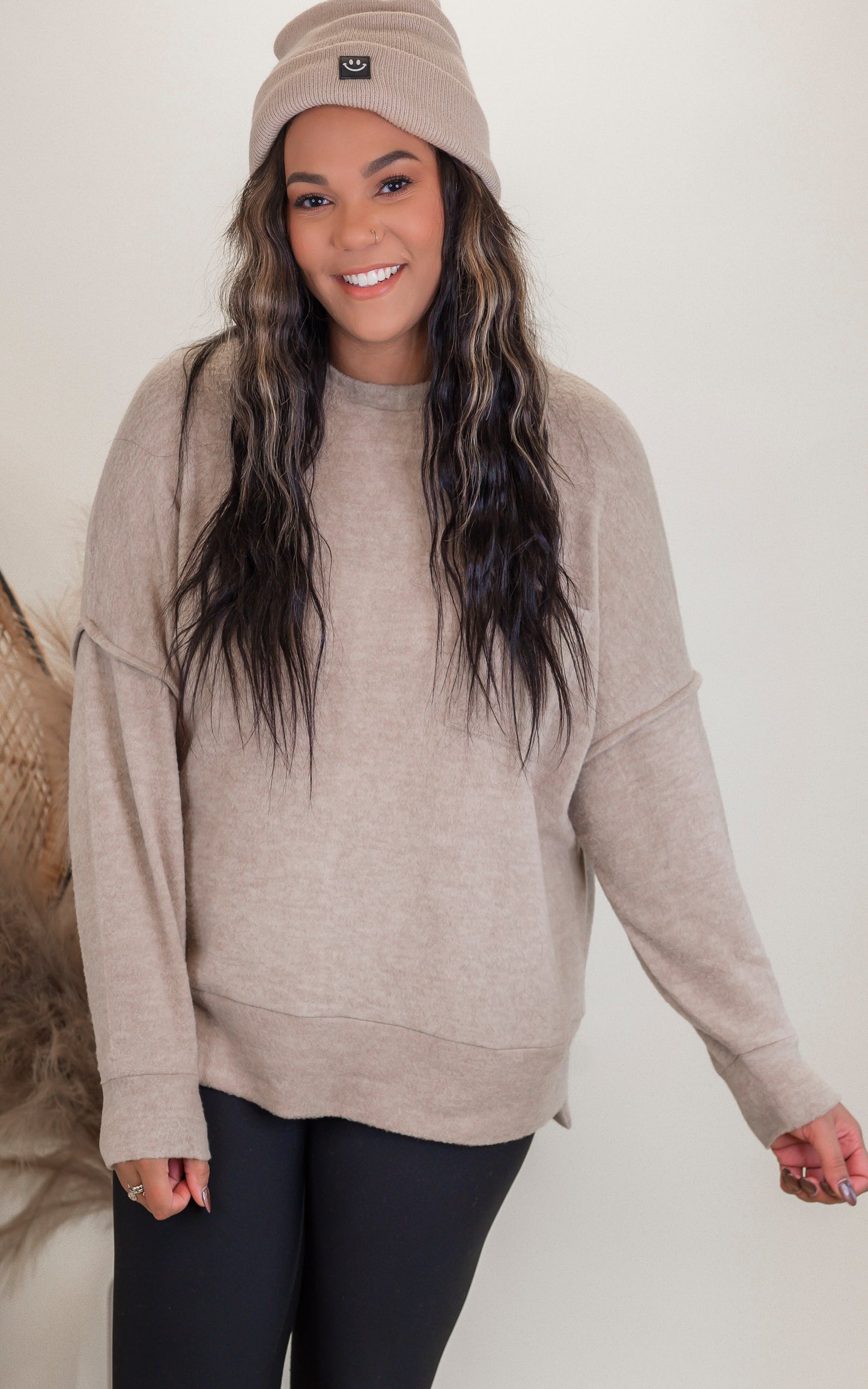 Brushed Melange Drop Shoulder Oversized Sweater | Zenana