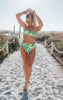 Neon Yellow Tropical Bandeau Bikini Swim Set (TOP & BOTTOM) - Final Sale