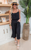 Cropped Spaghetti Strap Jumpsuit - Black - Final Sale