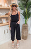 Cropped Spaghetti Strap Jumpsuit - Black - Final Sale