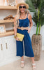 Cropped Spaghetti Strap Jumpsuit - Denim - Final Sale