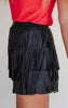 Let's Goooo! Black Fringe Faux Leather Skirt