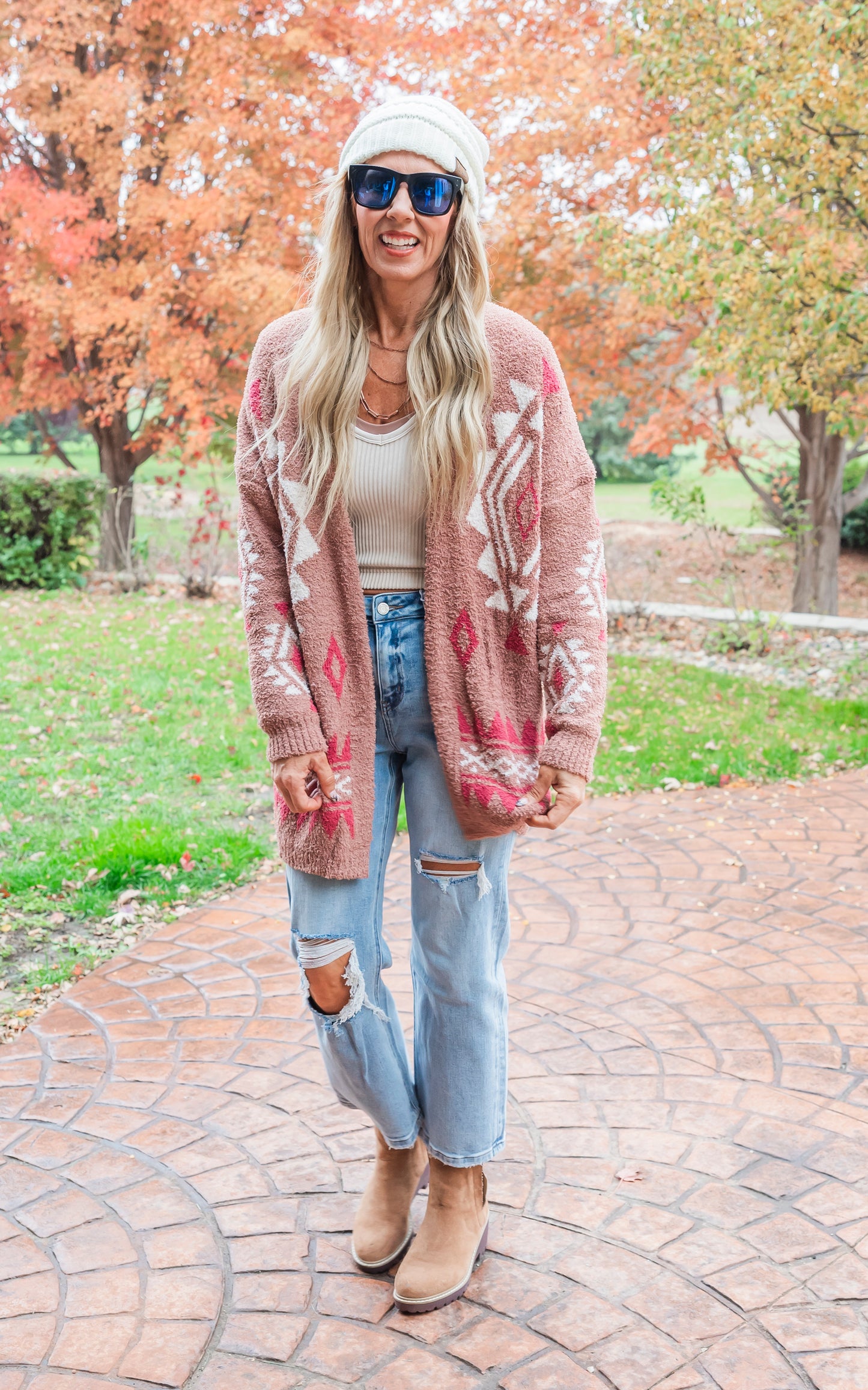 Mocha Aztec Pattern Cozy Cardigan