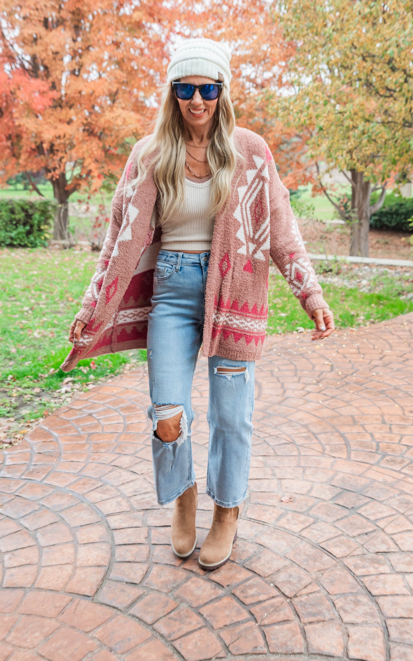 Mocha Aztec Pattern Cozy Cardigan