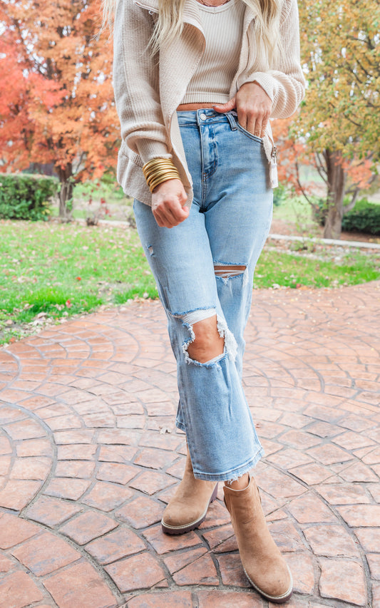 The Stella High Rise Dad Cropped Denim Jeans | Vervet