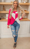 Colorblock Heart Off the Shoulder Sweater